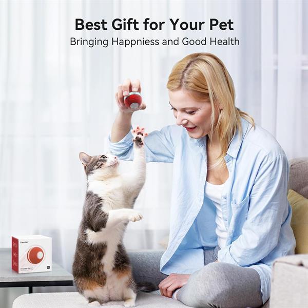 Cheerble Şarjlı Akıllı İneraktif Kedi Oyun Topu, Kırmızı 4 cm - Görsel 2